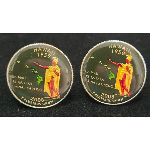 Hawai'i State Quarter-Design Cufflinks - Picture 1 of 4